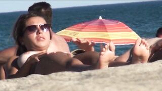 Juicy Nudist Girl Topless showing perfect boobs on nude beach in public 1145