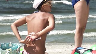 Juicy Nudist Girl Topless showing perfect boobs on nude beach in public 1052