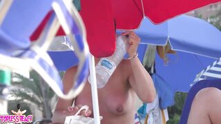 Juicy Nudist Girl Topless showing perfect boobs on nude beach in public 1309