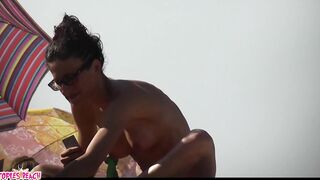 Juicy Nudist Girl Topless showing perfect boobs on nude beach in public 1211