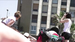 Juicy Nudist Girl Topless showing perfect boobs on nude beach in public 1053