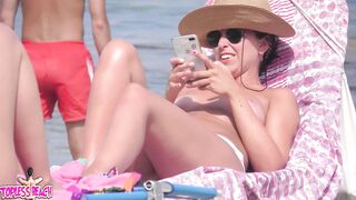 Juicy Nudist Girl Topless showing perfect boobs on nude beach in public 1351