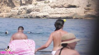 Juicy Nudist Girl Topless showing perfect boobs on nude beach in public 1351