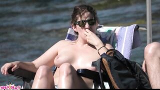 Juicy Nudist Girl Topless showing perfect boobs on nude beach in public 1201