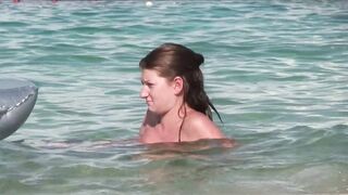 Juicy Nudist Girl Topless showing perfect boobs on nude beach in public 1072