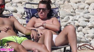 Juicy Nudist Girl Topless showing perfect boobs on nude beach in public 1312