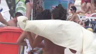 Juicy Nudist Girl Topless showing perfect boobs on nude beach in public 1048