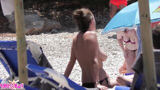 Juicy Nudist Girl Topless showing perfect boobs on nude beach in public 1331