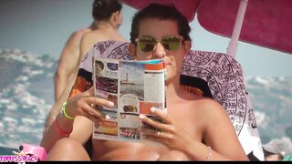 Juicy Nudist Girl Topless showing perfect boobs on nude beach in public 1258