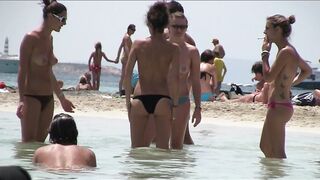 Juicy Nudist Girl Topless showing perfect boobs on nude beach in public 1084