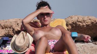 Juicy Nudist Girl Topless showing perfect boobs on nude beach in public 1275