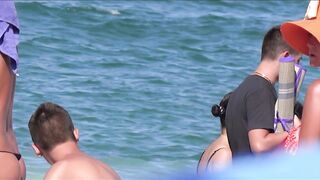 Juicy Nudist Girl Topless showing perfect boobs on nude beach in public 1050