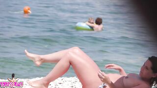 Juicy Nudist Girl Topless showing perfect boobs on nude beach in public 1306