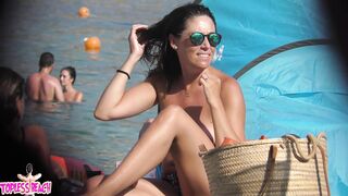 Juicy Nudist Girl Topless showing perfect boobs on nude beach in public 1306
