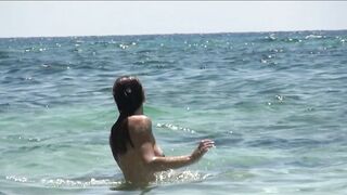 Juicy Nudist Girl Topless showing perfect boobs on nude beach in public 1039