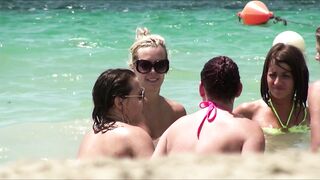 Juicy Nudist Girl Topless showing perfect boobs on nude beach in public 1000