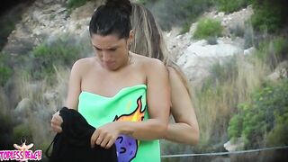 Juicy Nudist Girl Topless showing perfect boobs on nude beach in public 1625