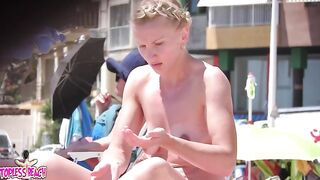 Juicy Nudist Girl Topless showing perfect boobs on nude beach in public 1387