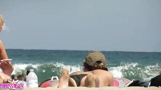 Juicy Nudist Girl Topless showing perfect boobs on nude beach in public 1656