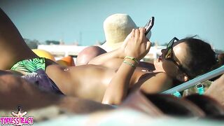 Juicy Nudist Girl Topless showing perfect boobs on nude beach in public 1597