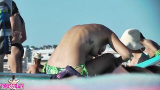 Juicy Nudist Girl Topless showing perfect boobs on nude beach in public 1597