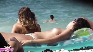 Juicy Nudist Girl Topless showing perfect boobs on nude beach in public 1422