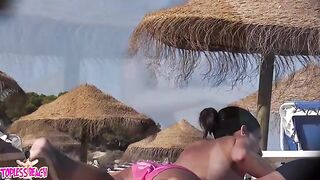 Juicy Nudist Girl Topless showing perfect boobs on nude beach in public 1611
