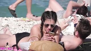 Juicy Nudist Girl Topless showing perfect boobs on nude beach in public 1454