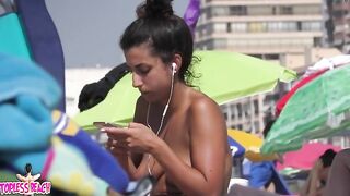 Juicy Nudist Girl Topless showing perfect boobs on nude beach in public 1435