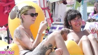 Juicy Nudist Girl Topless showing perfect boobs on nude beach in public 1499