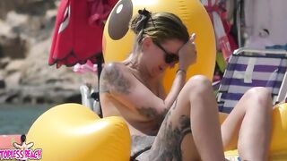 Juicy Nudist Girl Topless showing perfect boobs on nude beach in public 1499