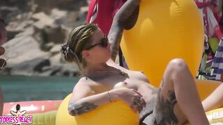 Juicy Nudist Girl Topless showing perfect boobs on nude beach in public 1499