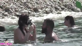 Juicy Nudist Girl Topless showing perfect boobs on nude beach in public 1440