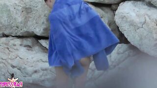 Juicy Nudist Girl Topless showing perfect boobs on nude beach in public 1582