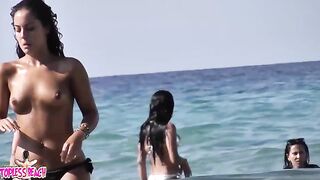 Juicy Nudist Girl Topless showing perfect boobs on nude beach in public 1686