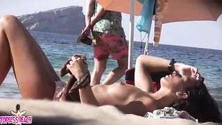 Juicy Nudist Girl Topless showing perfect boobs on nude beach in public 1568