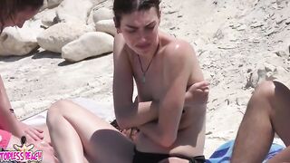 Juicy Nudist Girl Topless showing perfect boobs on nude beach in public 1452