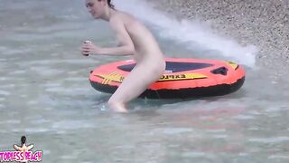 Juicy Nudist Girl Topless showing perfect boobs on nude beach in public 1434