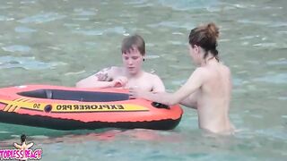 Juicy Nudist Girl Topless showing perfect boobs on nude beach in public 1434