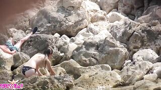 Juicy Nudist Girl Topless showing perfect boobs on nude beach in public 1403