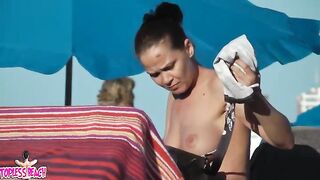 Juicy Nudist Girl Topless showing perfect boobs on nude beach in public 1363