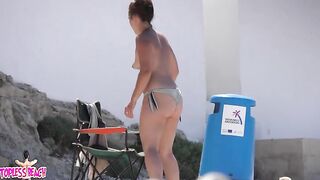 Juicy Nudist Girl Topless showing perfect boobs on nude beach in public 1526