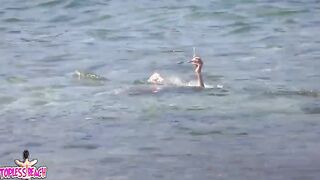 Juicy Nudist Girl Topless showing perfect boobs on nude beach in public 1389