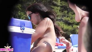 Juicy Nudist Girl Topless showing perfect boobs on nude beach in public 1467