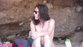 Juicy Nudist Girl Topless showing perfect boobs on nude beach in public 1367