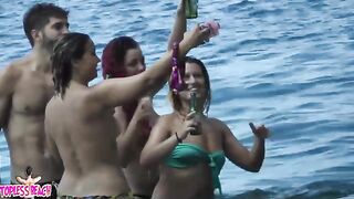 Juicy Nudist Girl Topless showing perfect boobs on nude beach in public 1584