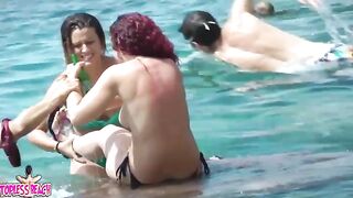 Juicy Nudist Girl Topless showing perfect boobs on nude beach in public 1584