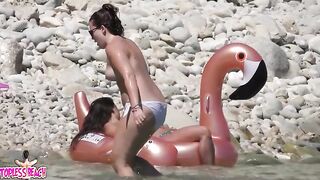 Juicy Nudist Girl Topless showing perfect boobs on nude beach in public 1360