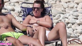 Juicy Nudist Girl Topless showing perfect boobs on nude beach in public 1360