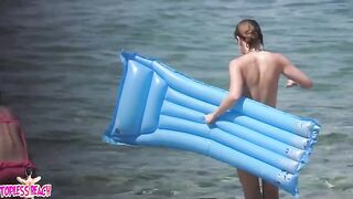 Juicy Nudist Girl Topless showing perfect boobs on nude beach in public 1481